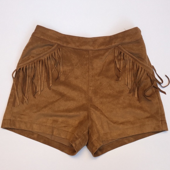 Hollister Pants - Festival Faux Suede Shorts w/ Fringe
